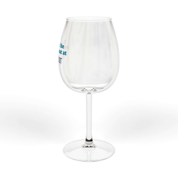 Chic 12 oz wine glass with humorous text, perfect for gaming nights and stylish occasions, made from high-quality glass with a glossy finish.