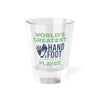 World's Greatest Player Shot Glass with vibrant design for game nights and parties