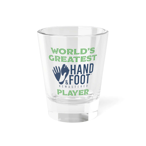 World's Greatest Player Shot Glass with vibrant design for game nights and parties